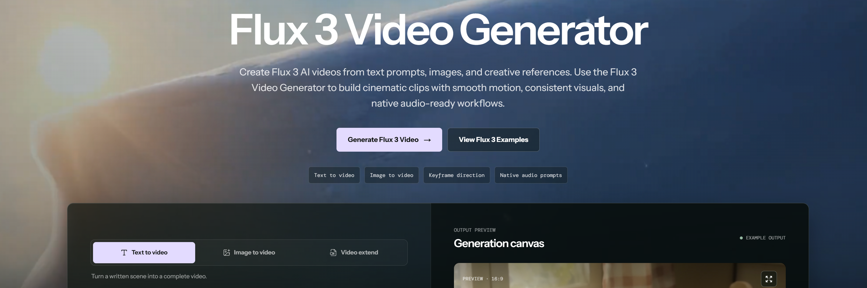 Flux 3 AI Video Generator: Text-to-Video, Image-to-Video & Keyframe Features